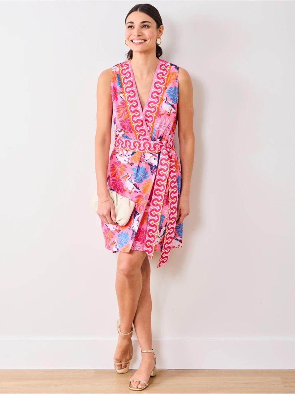 Printfresh Playa Pelican Palms Print Dress Size Small